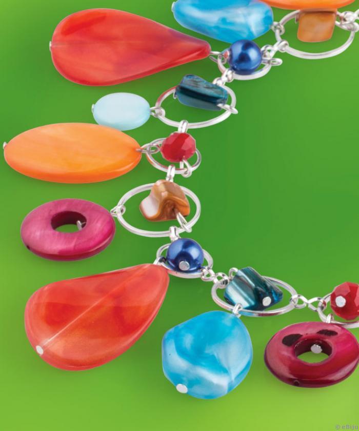 Colier colorat de vară din sidef, cristale şi perle de sticlă