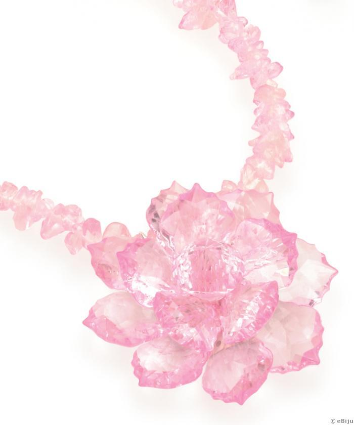 Colier floare roz din cristale