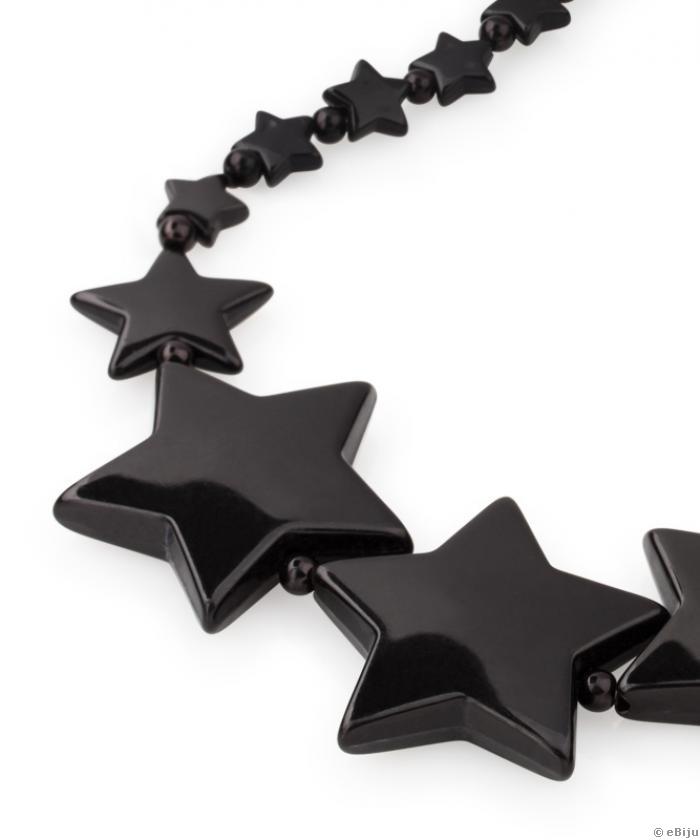 Colier negru cu steluţe şi perle de sticlă