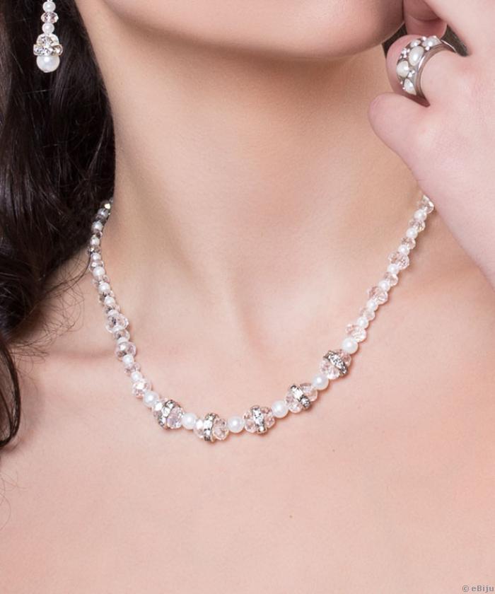 Colier pentru mirese din cristale si perle
