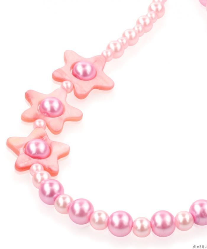 Colier roz, stelute cu perle