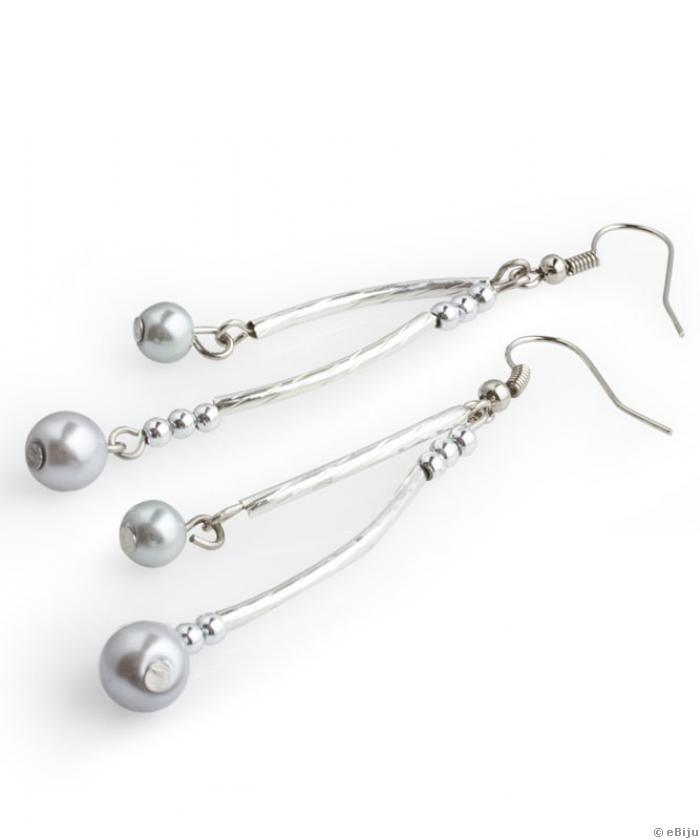 Cercei argintii cu perle gri