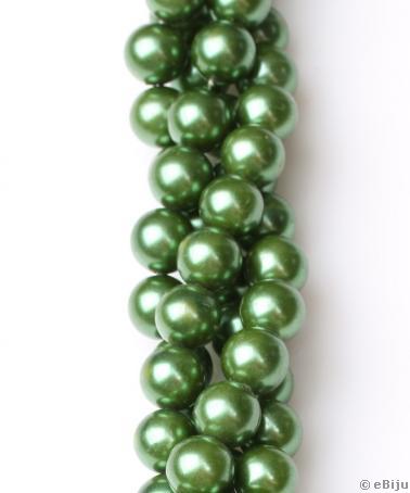 Perlă de sticlă, verde închis, 1 cm