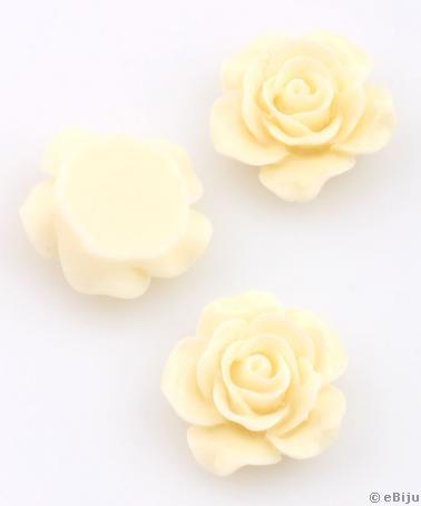 Rózsa cabochon, krémszínű akril, 2 cm