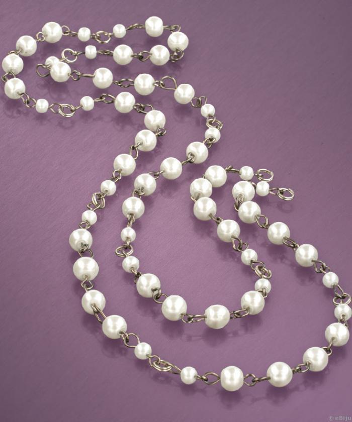 Accesoriu de par din perle albe pentru mirese