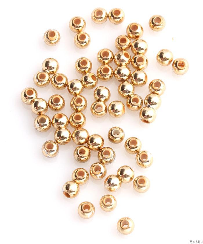 Akril gyöngy, aranyszínű, gömb forma, 0.4 cm