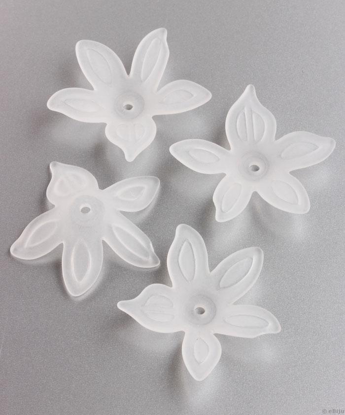 Akril virág, opálfehér, 2.8 x 2.5 cm