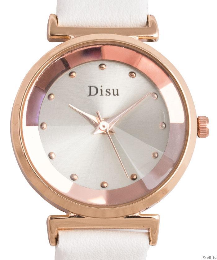 Analóg típusú női karóra, rózsaszín aranyszínű fém óratokkal