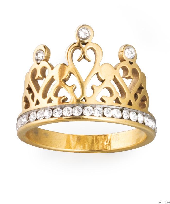 Aranyszínű királyi korona gyűrű, nemesacel, ujracsomagolt