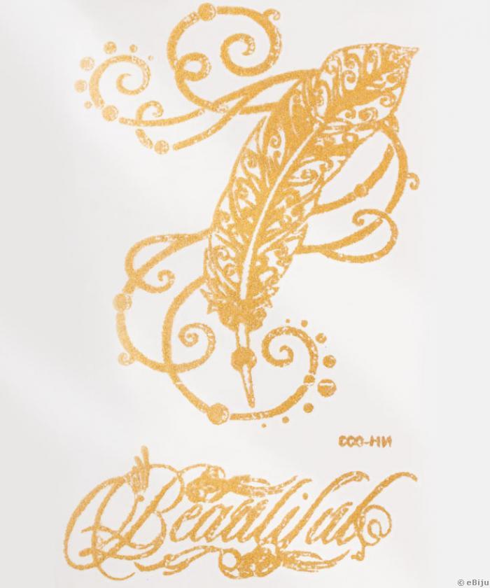 ‘Beautiful’aranyszínű ideiglenes tetoválás