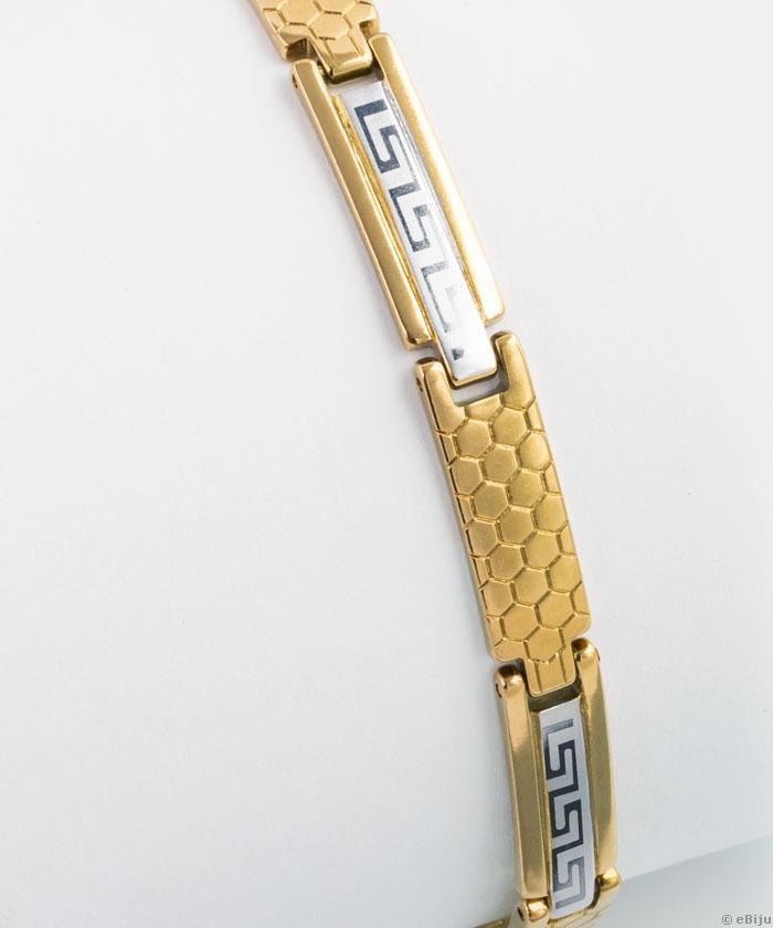 Brăţară unisex, auriu-argintiu, cu model fagure