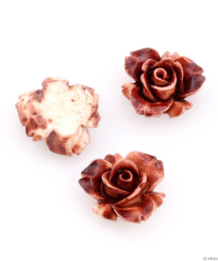 Cabochon acrilic, trandafir maro-alb, 1.5 cm