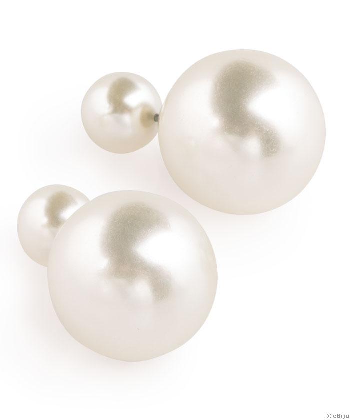 Cercei dubli din perle albe