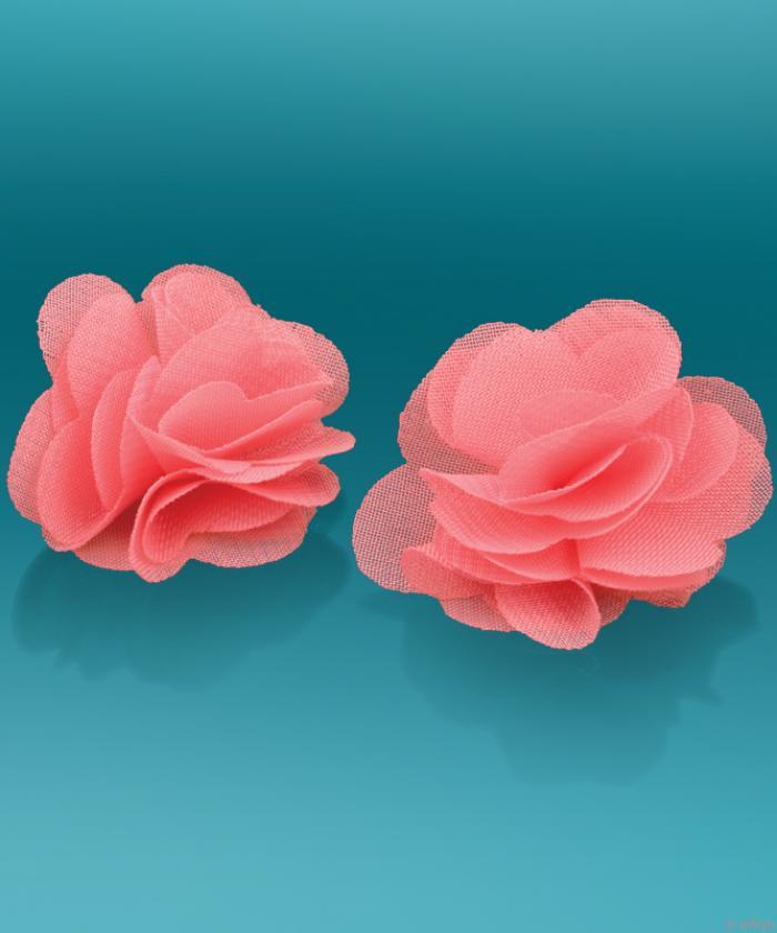 Cercei floare roz din textil