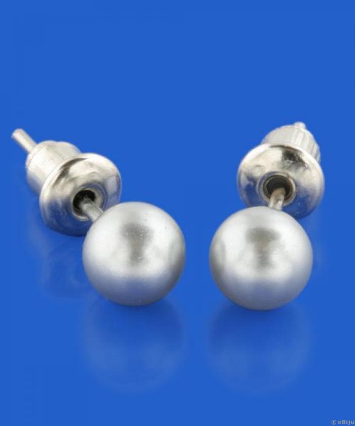 Cercei perle gri, 0.57 cm diametru