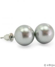 Cercei perle gri, 1.2 cm
