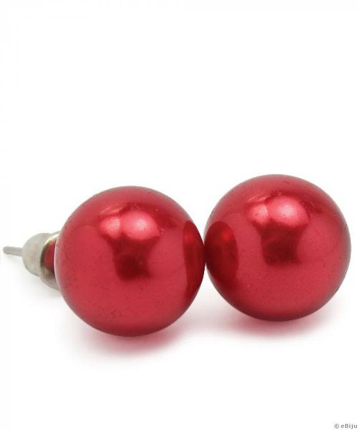 Cercei perle rosii, 1.2 cm