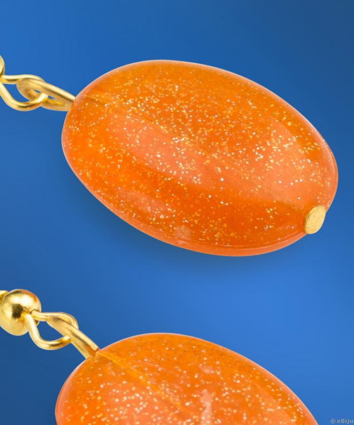 Cercei portocalii cu sclipici