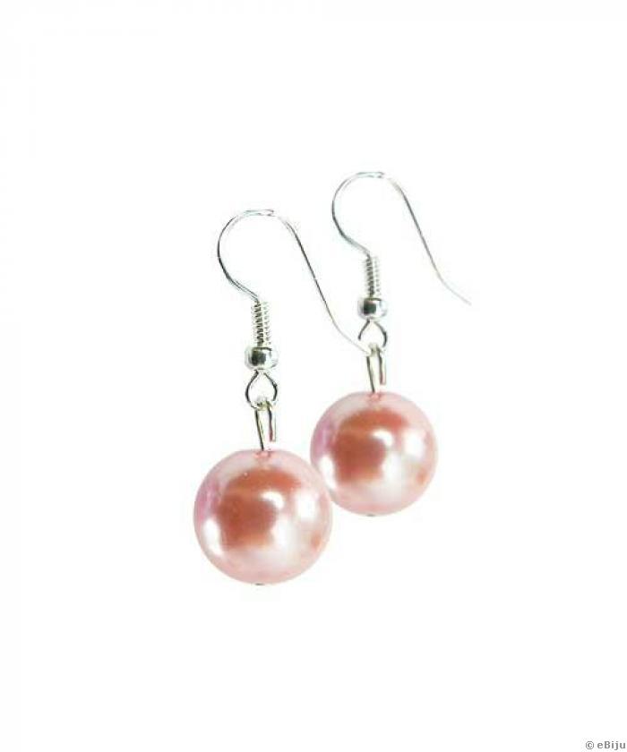 Cercei roz, perle de sticla