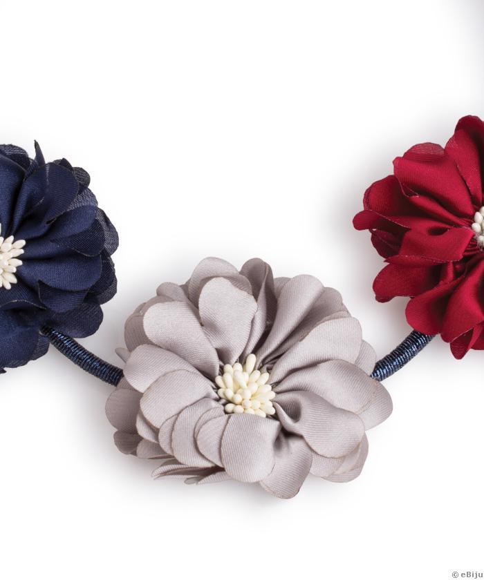 Colier colorat cu trei flori textile