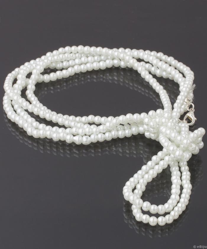 Colier multifuncțional, din perle albe de sticlă