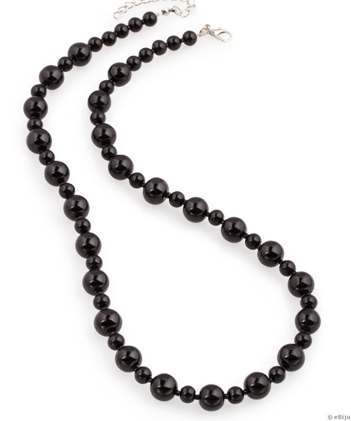 Colier perle de sticlă negre