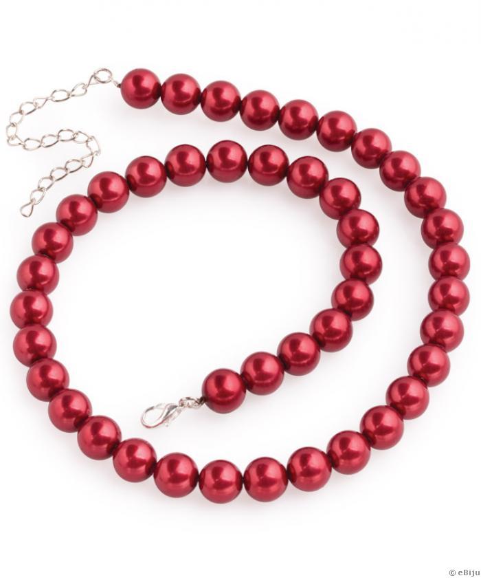 Colier perle de sticlă roşu carmin