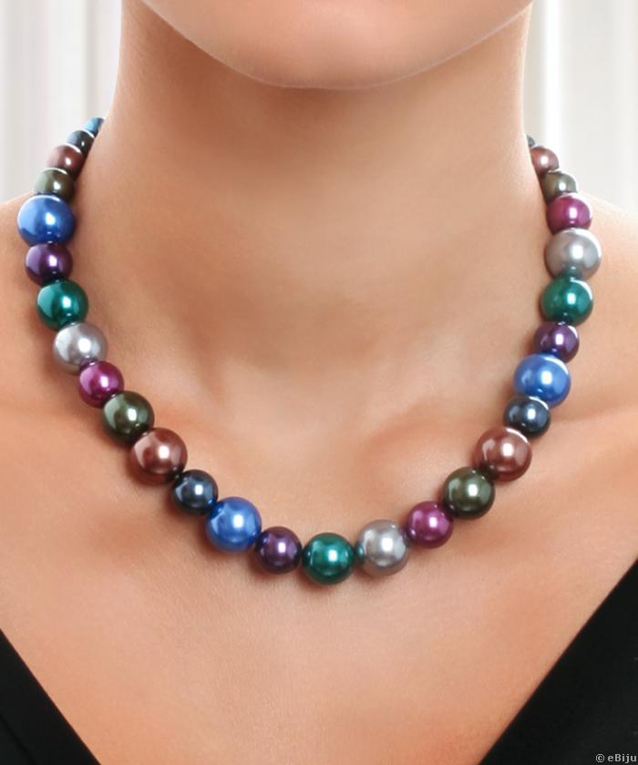Colier şi brăţară din perle multicolore cu cercei cadou