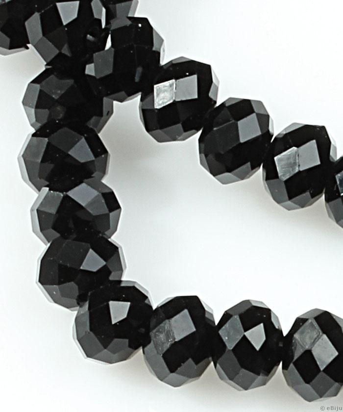 Csiszolt rondelle kristály gyöngyök, fekete, 0.6x0.8 cm
