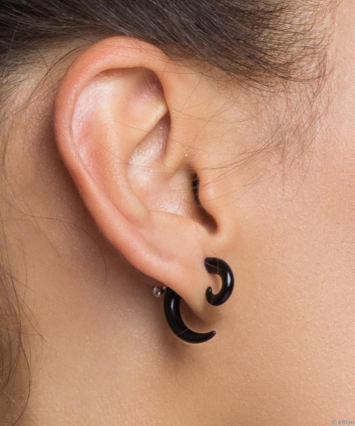 Fekete tribál fülbevaló-piercing, 1.5 cm