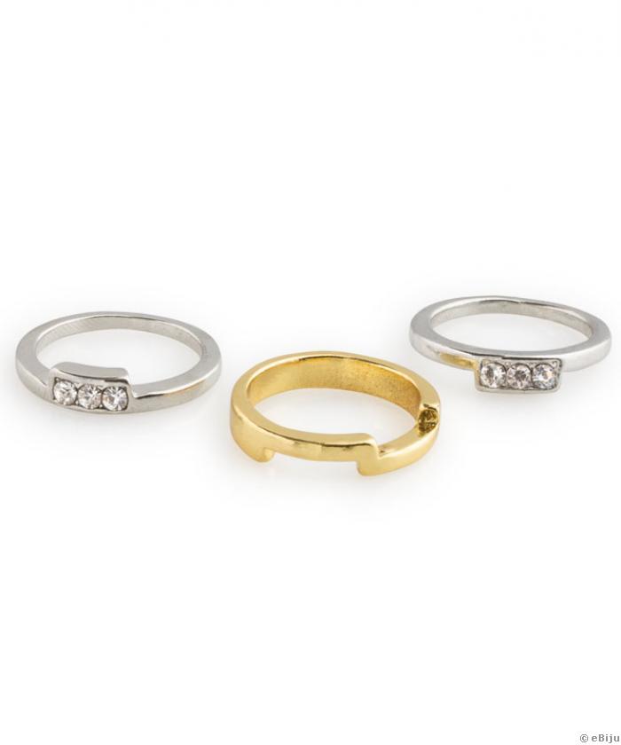Három gyűrű egyben, arany-ezüst