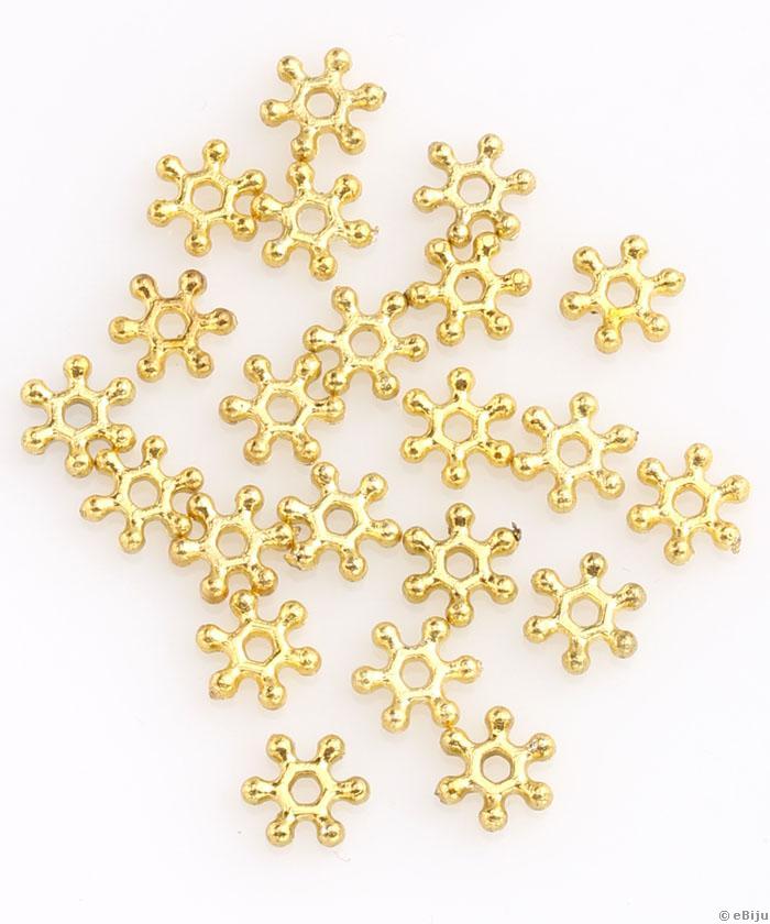 Hópehely távtartó gyöngy, aranyszínű akril, 0.6 cm