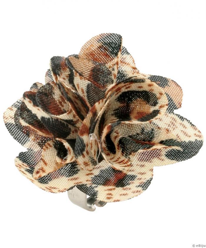 Inel floare cu imprimeu leopard, material textil