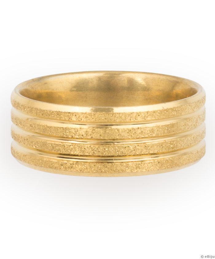 Inel oţel inox auriu cu 3 striaţii circulare, 20 mm