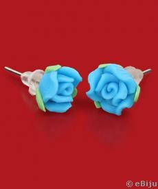 Kék rózsa fülbevaló fimoból