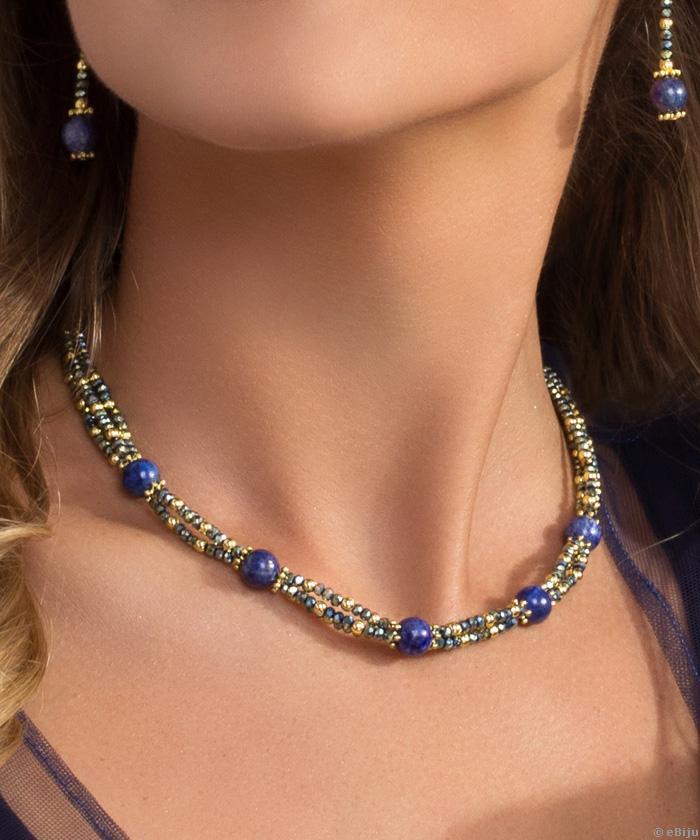 Lapis lazuli köves, többsoros nyakék