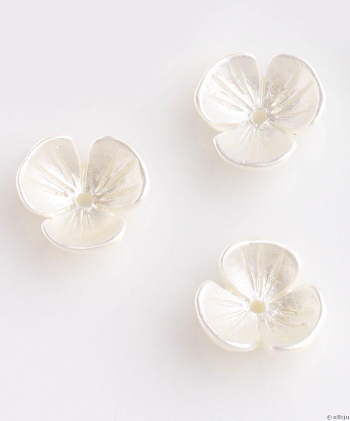 Mărgea acrilică, floare, alb sidefat, 1.1 cm