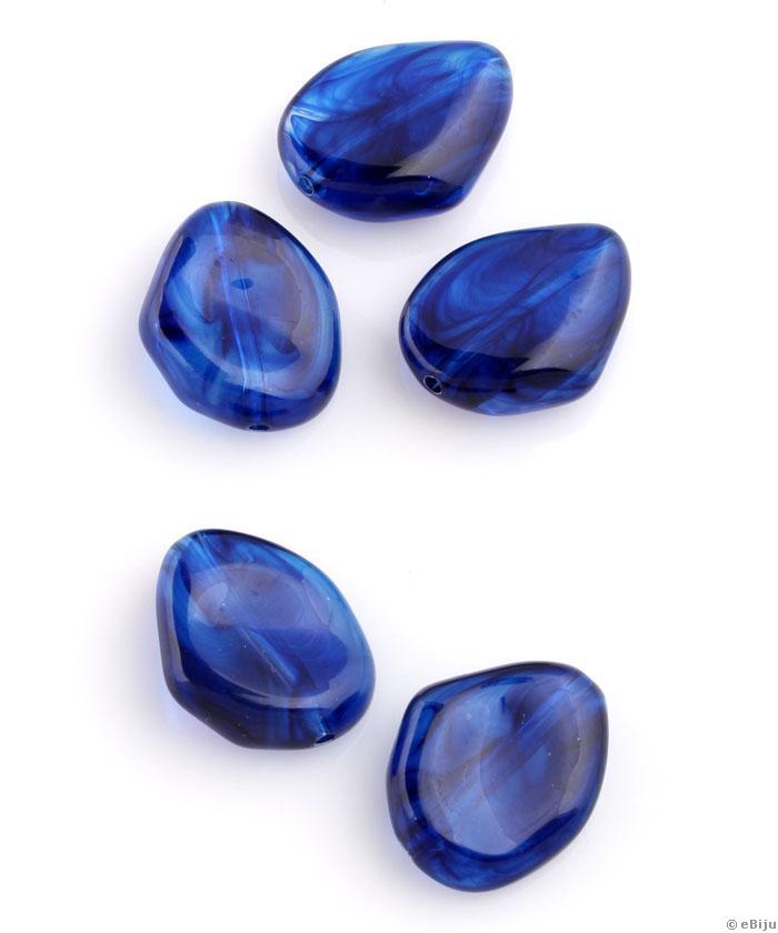 Mărgea acrilică, neregulată, albastru marin, 1.9 x 2.3 cm