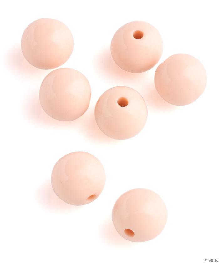 Mărgea acrilică, sferică, roz piersică, 1.4 cm