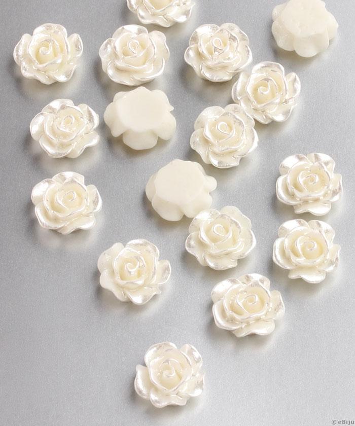 Mărgea acrilică, trandafir, alb, sidefat, 1 cm