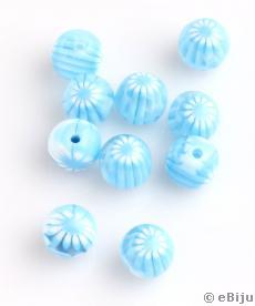 Mărgea din răşină, sferică, albastru cu floare, 1.3 cm