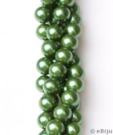 Perlă de sticlă, verde închis, 1 cm