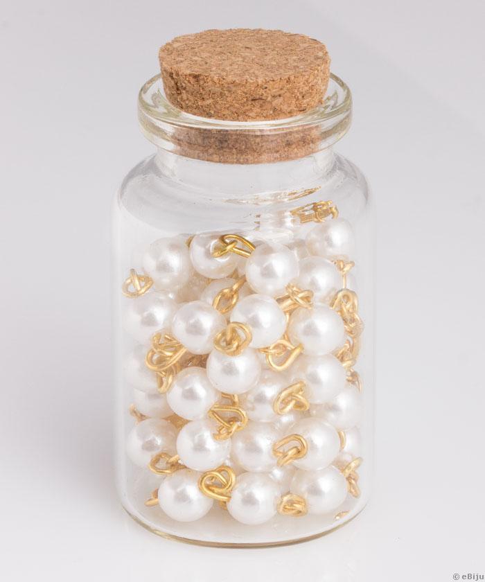 Rozar din perle de sticlă albe, cu medalion Sf. Maria