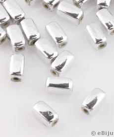 Távtartó gyöngy, világos ezüstszínű akril, hasáb forma, 0.4 x 0.8 cm