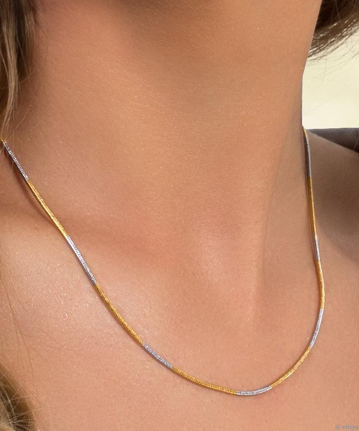 ÚJRACSOMAGOLT Kígyó típusú nyaklánc, arany- és ezüstszínű rozsdamentes acélból