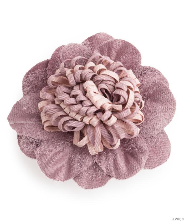Virág bross, poros rózsaszínű textil